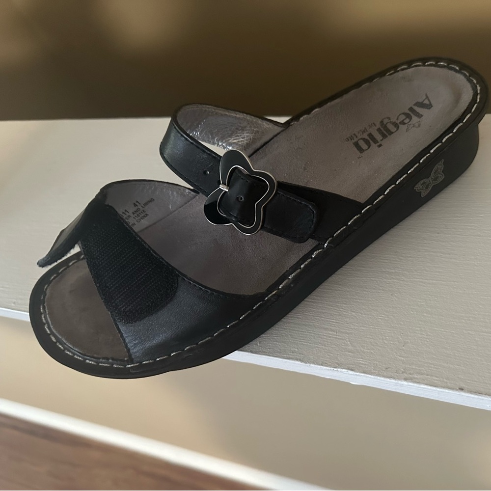 EUC VTG Algeria Verona Black Leather Sandals MAR-611A Sz 10.5/41 w/Original Box - Picture 3 of 8